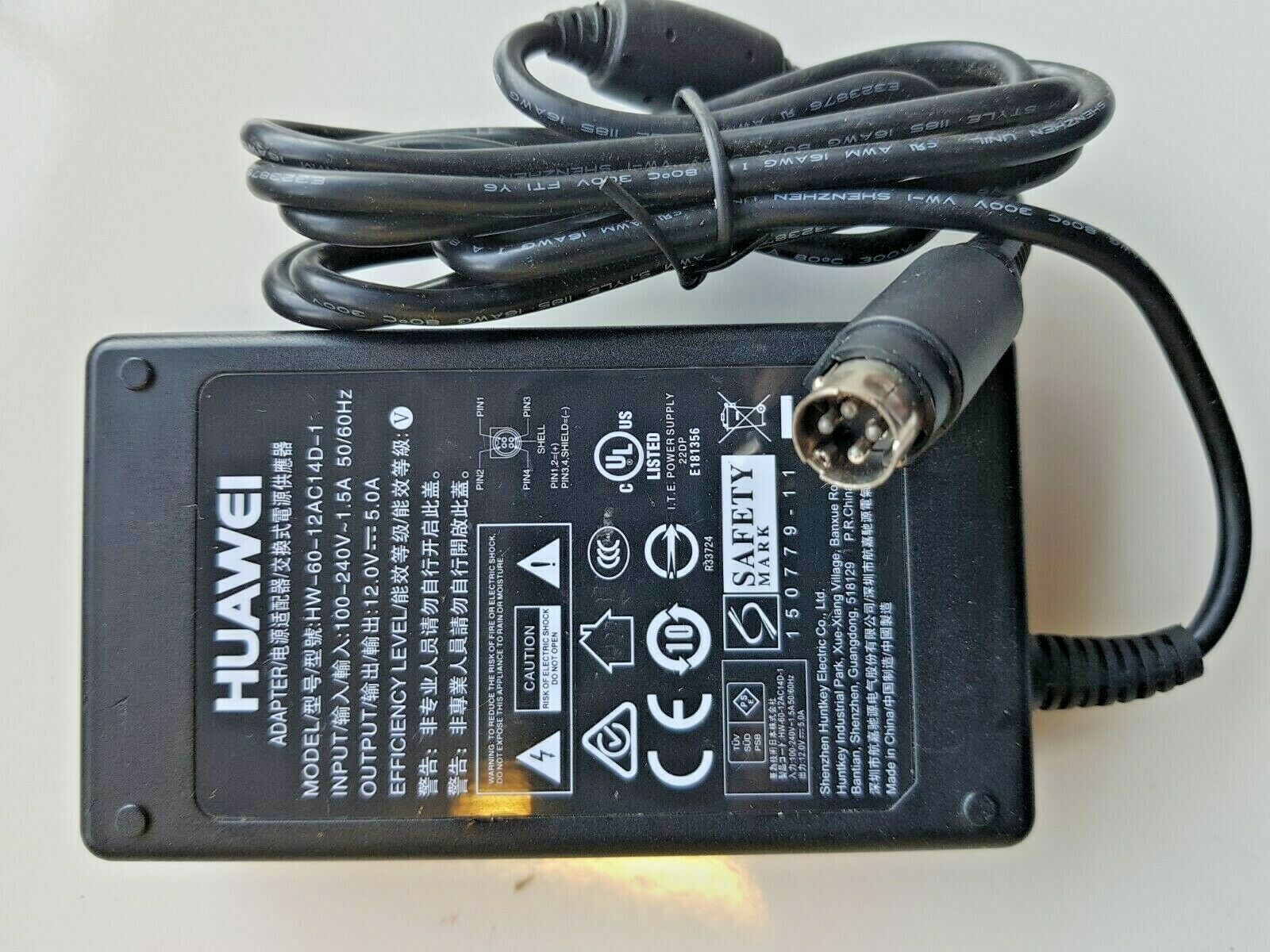 *Brand NEW* HUAWEI HW-60-12AC14D-1 12V 5A 4 PIN DIN 4 ROUTER ADAPTER POWER SUPPLY - Click Image to Close
